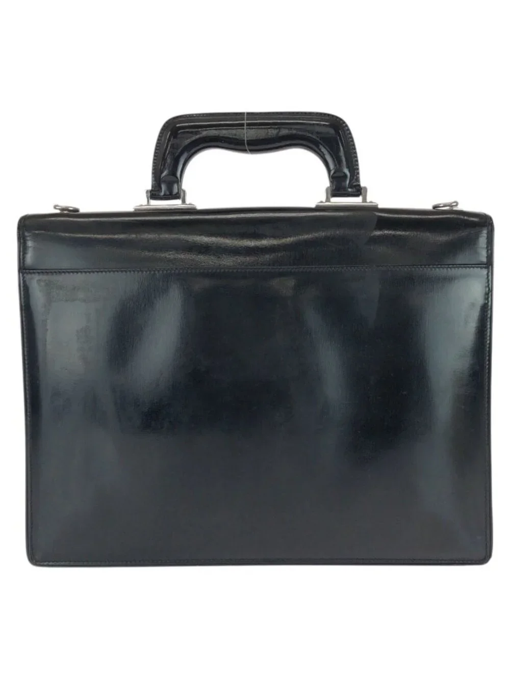 Gucci Vintage Black Silver Leather Business Briefcase